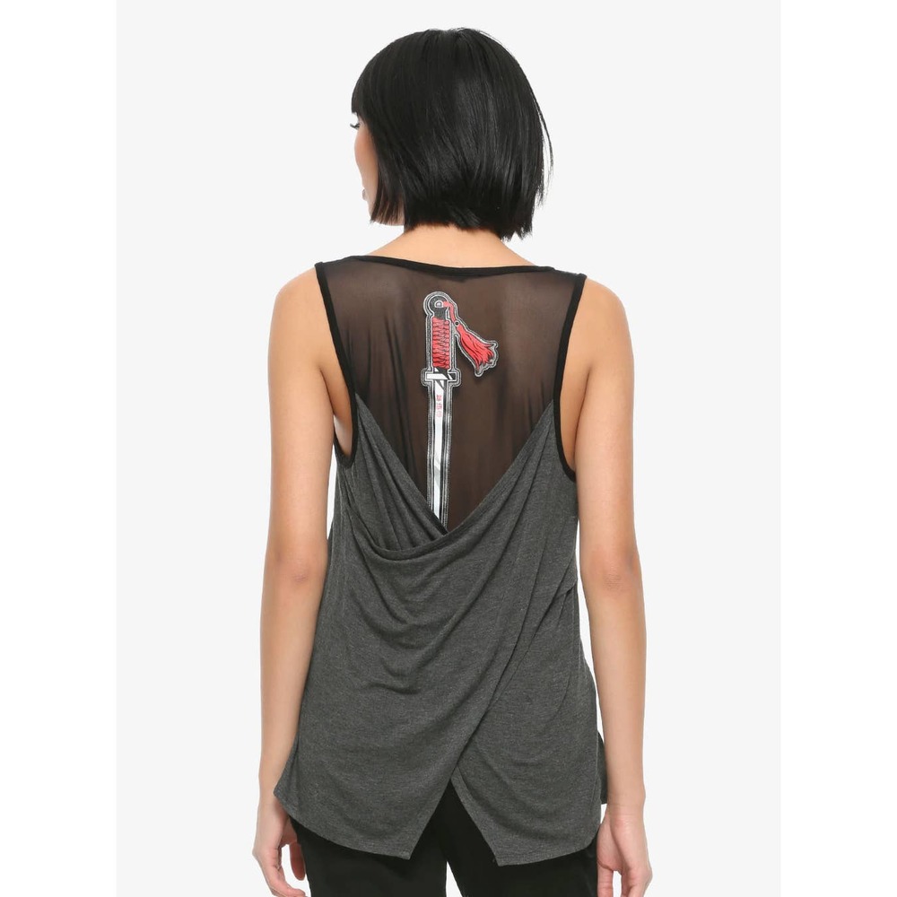 Her Universe Disney Mulan Sword Mesh Back Girls Tank Top Black Size X-Large